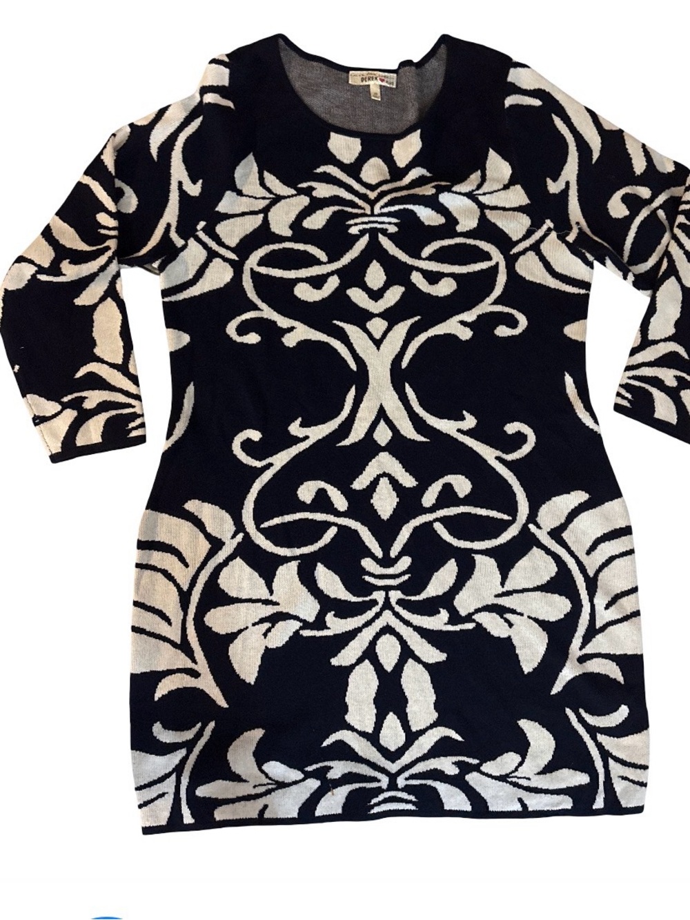 Derek Heart Navy and White Long Sleeve Knit Dress